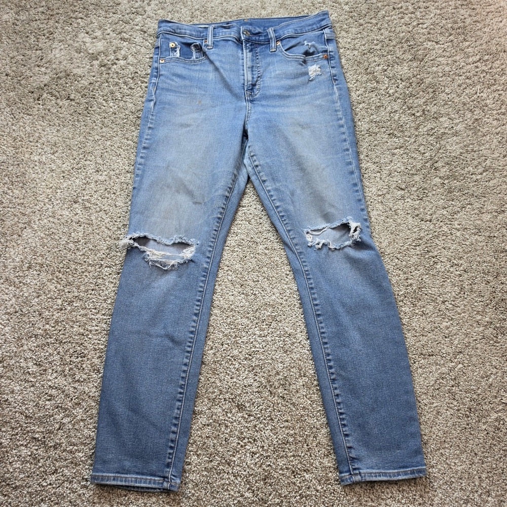 Gap True Skinny High Rise Jeans Womens 30 10R Blue Medium Wash Distressed Ripped